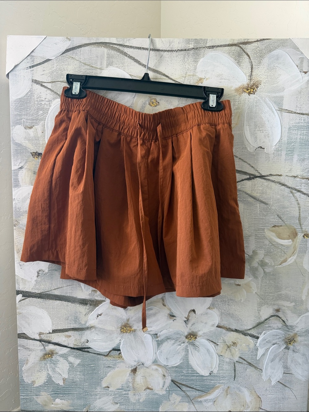 Zara Rust Elastic-Waist Pleated Skort